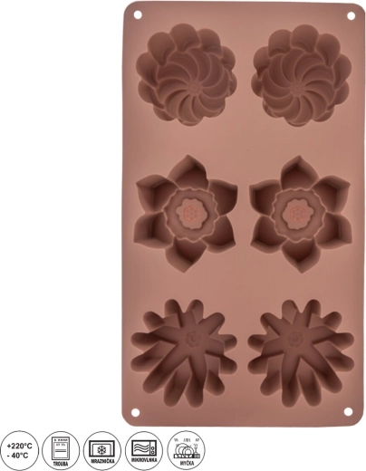 Silicone dessert mold flower 6, brown - 1 piece