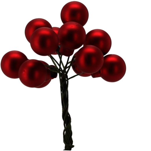 Set van 12 glanzende kerstdecoraties op draad, mix van kleuren