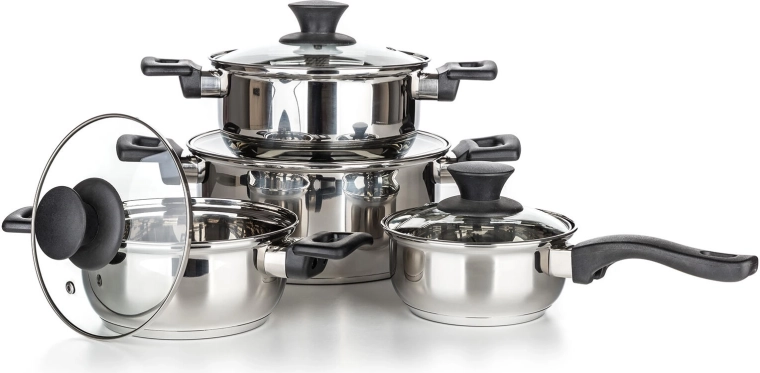 8-delige set roestvrijstalen pannen Super Value