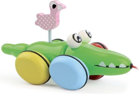 Pull-along crocodile with flamingo VILAC