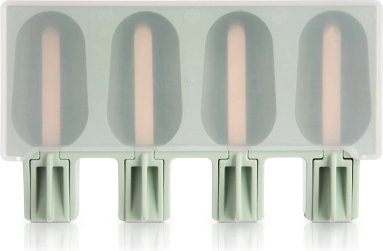 Silicone popsicle mold with lid green
