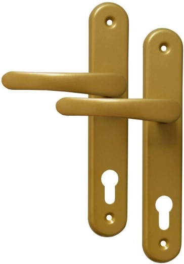 MICHAELA door hardware handle with key, 90 mm cylinder spacing, gold