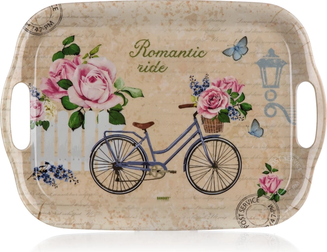 Melamin-Serviertablett Romantic Ride 36 × 25,5 cm mit Griffen