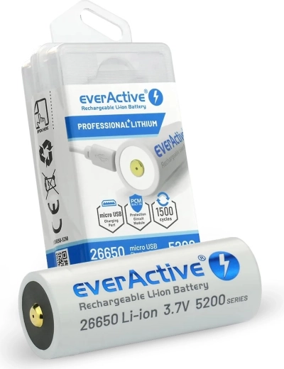 everActive Battery 26650 3.7V Li-ion 5200 mAh with micro USB