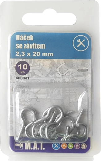 Haak met schroefdraad zink 40 × 2,8 mm, verpakking 10 stuks
