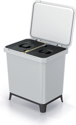 Doppelkammer-Mülleimer 2×10 l, aschgrau