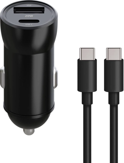 Maxlife autolader voor in de auto MXCC-04 20 W met USB-C en USB + USB-C-naar-USB-C-kabel 60 W