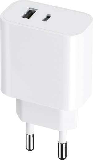 MAXLIFE 30 W Charger with USB-C and USB, PD/QC, white