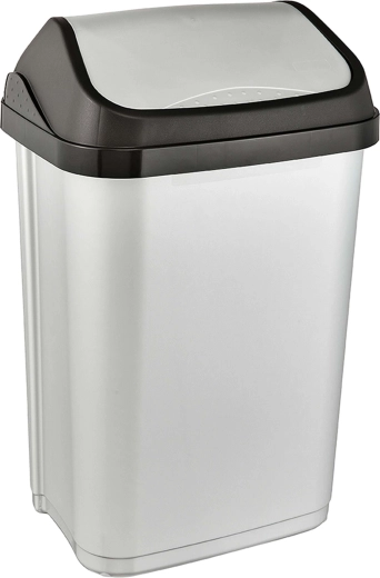 Trash Can with Swing Lid 33.5 × 25.5 × 53.5 cm Light Gray