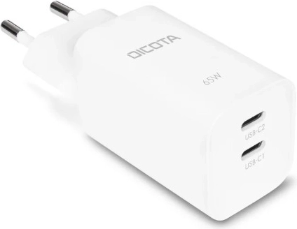 Weiße GaN-Ladegerät 65 W mit 2× USB‑C (EU)