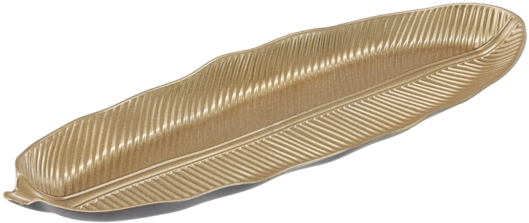 Decorative gold leaf tray, oval 40 × 13 cm