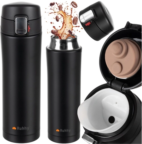 Mug isotherme RUHHY 440 ml avec verrou, noir