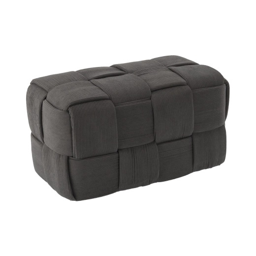 Dark Gray Knitted Rectangular Pouf 52 × 28 × 28 cm