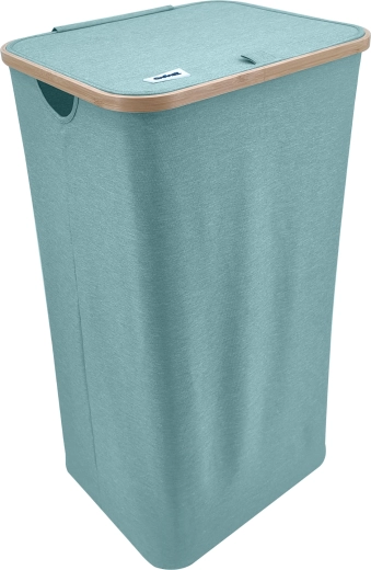 Mintkleurige wasmand met bamboerand, 98 l, mintgroen