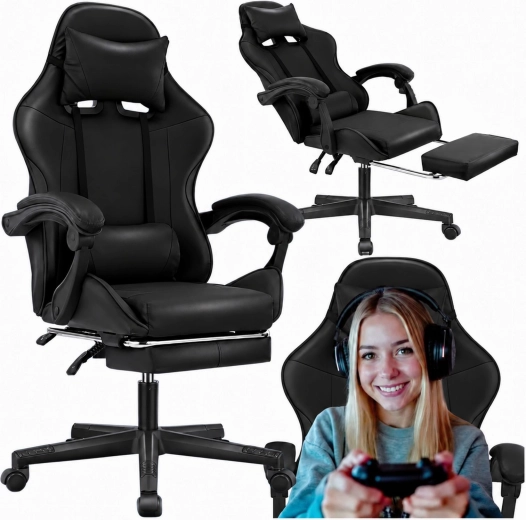 Gaming-Büro-Drehsessel mit Fußstütze bis 150 kg