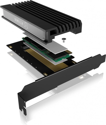 PCIe adapter with M.2 M-Key for NVMe SSD with heat sink ICY BOX