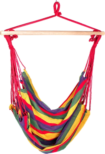 Hangende schommelstoel 100 × 100 cm, kleurrijk gestreept design