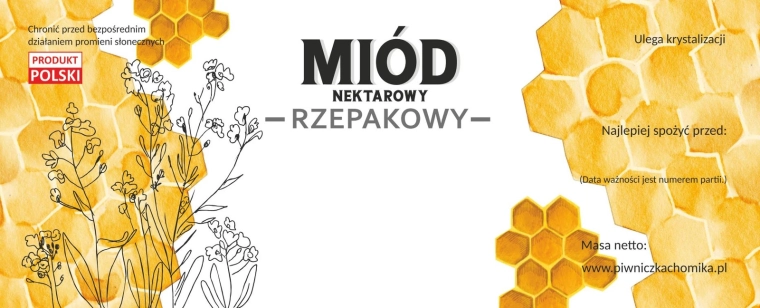 Set etiketten voor koolzaadhoning 154 × 60 mm – 100 stuks