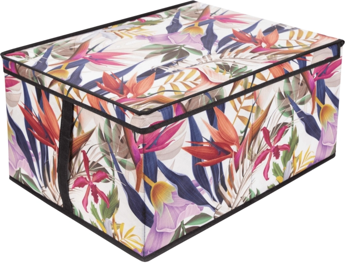 Textile storage box with lid FLORAL 50 × 40 × 25 cm