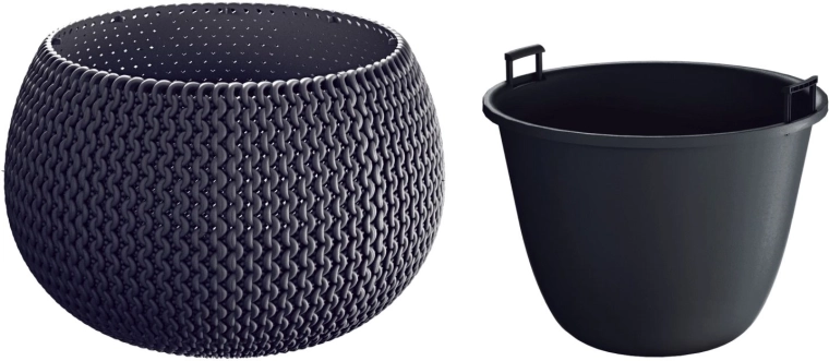 Splofy Bowl Planter with Insert 37 cm Anthracite