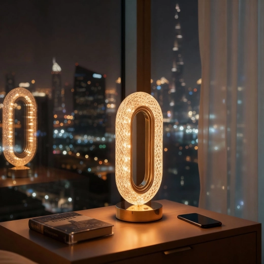 Lampe de table rechargeable dorée avec température de lumière et luminosité réglables