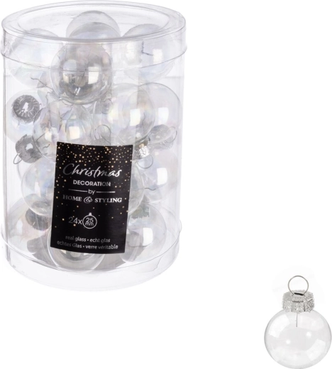 Glasornamente – transparente Kugeln 2,5 cm, Set 24 Stk.