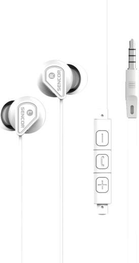 Sencor witte in-ear oordopjes met microfoon en volumeregeling