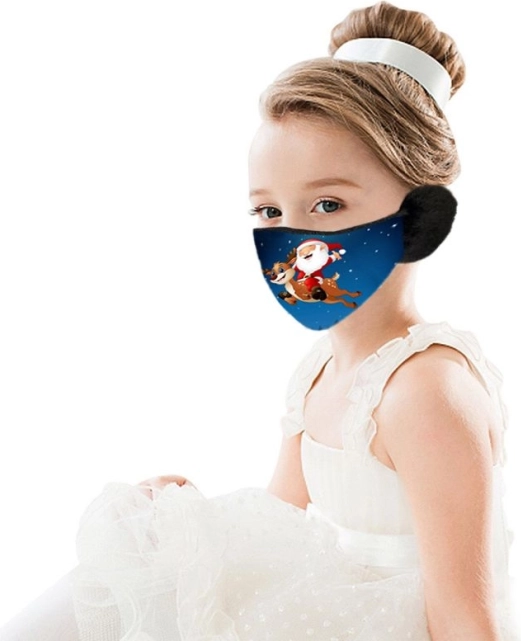 Christmas face mask with ear covers for children with Santa motif