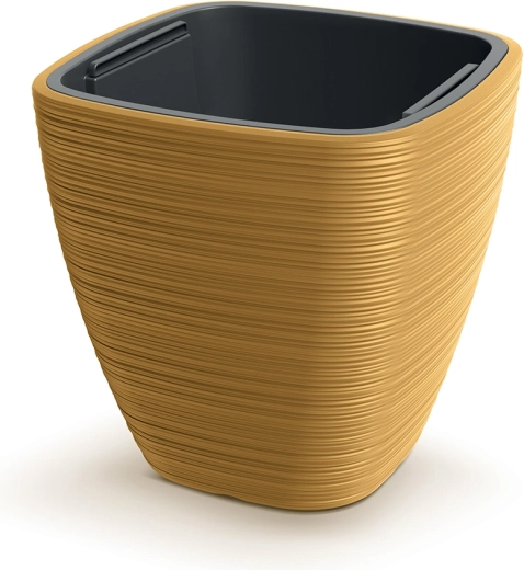 Vena Square Planter 38.8 × 38 cm mustard with inner insert