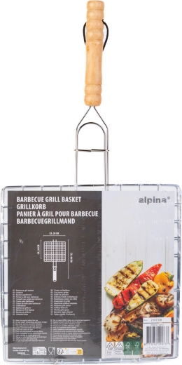 Grillrooster voor vlees met houten handvat 20 × 20 cm
