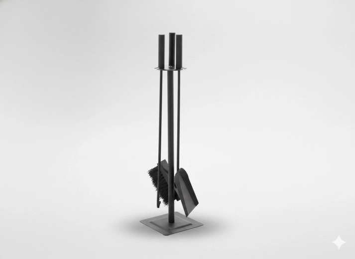 Fireplace set, 3 pieces with stand, 61 cm