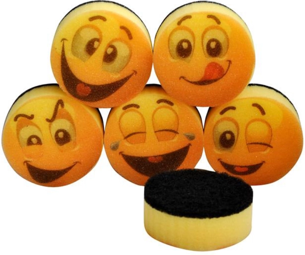 TORO dish sponges with smiley print, 6 pcs