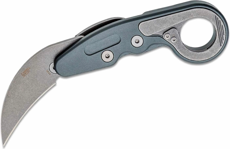 CRKT Provoke Compact karambit couteau pliant 5,7 cm, stonewash, aluminium