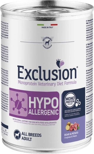 Exclusion Hypoallergenic natvoer voor honden met wild zwijn en aardappel 400 g