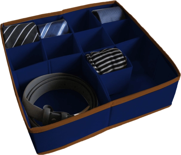 Modular textile drawer organizer, 30.5 × 30.5 × 10 cm, dark blue