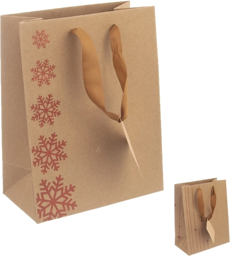 Sac cadeau en papier Flocon 18 × 10 × 23 cm (assortiment de designs)