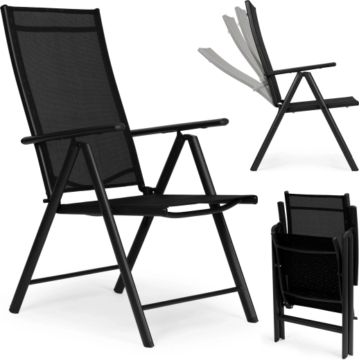 Folding garden chair with adjustable backrest, black, MULTIGARDEN