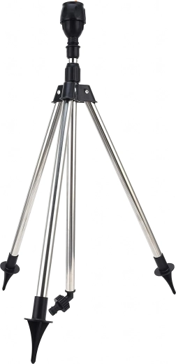 Irrigation rotary sprinkler on tripod, adjustable range up to 24 m