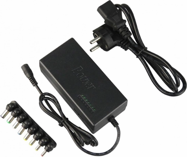 Universal laptop power adapter 96 W, 12–24 V, 8 interchangeable connectors