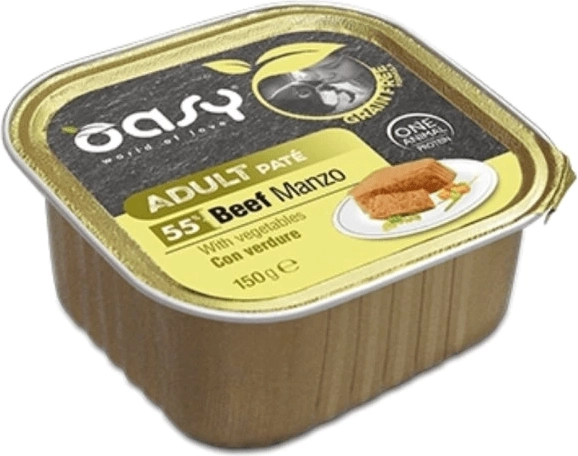 Oasy grain-free pâté for adult dogs beef with vegetables 150 g