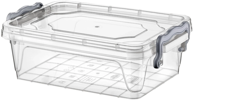 Kunststof opbergbox 2 l met klikdeksel, transparant