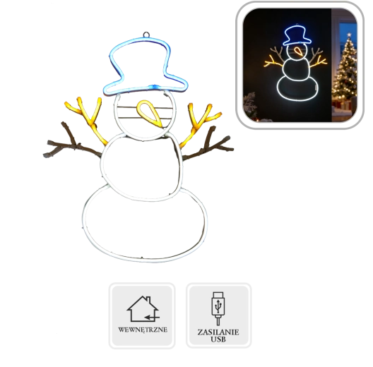 Christmas LED neon decoration snowman 32 × 1.2 × 55.5 cm
