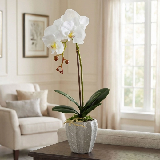 Artificial decorative orchid in a flower pot 45 cm - 1 piece