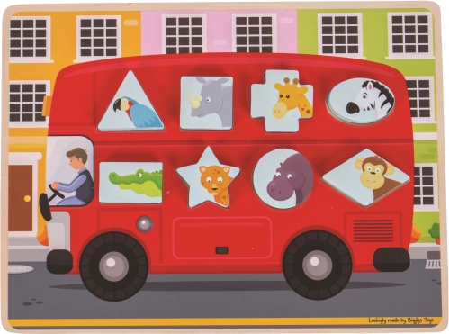 Bigjigs Toys puzzle à encastrer bus avec animaux