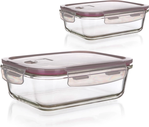 Set of Lora rectangular glass containers 0.55 l and 0.95 l with PP lids