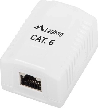 White Shielded Wall Outlet for RJ45 Connection Cat.6