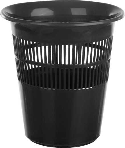 Ronde plastic papiermand zwart 29 × 31,5 cm
