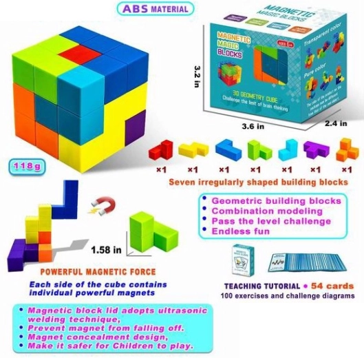 Magnetische bouwset Magnetic Cubes – set van 7 blokken
