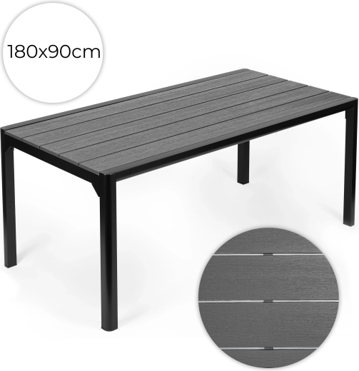 Table de jardin MultiGarden 180 × 90 cm avec plateau en décor bois gris