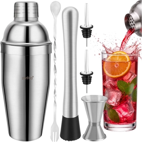 Barmanset voor cocktails Zortiva 6-in-1 met shaker 700 ml